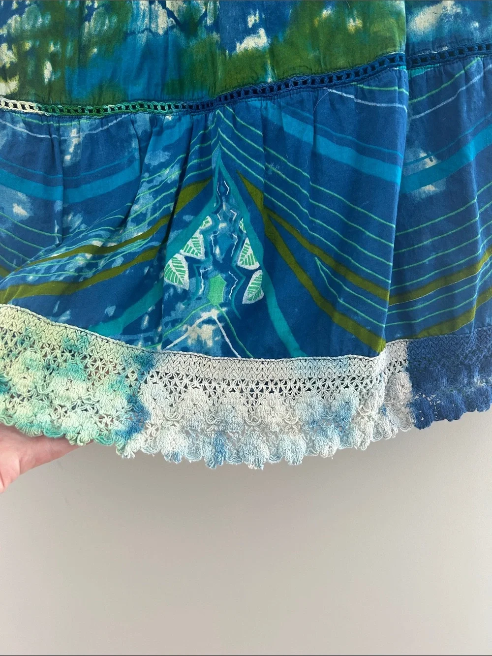 Blue & Green Tiered Midi Skirt - Women's Smocked Waist